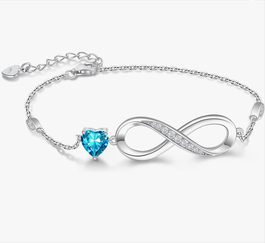 Blue Infinity Love Heart Symbol Charm Bracelet