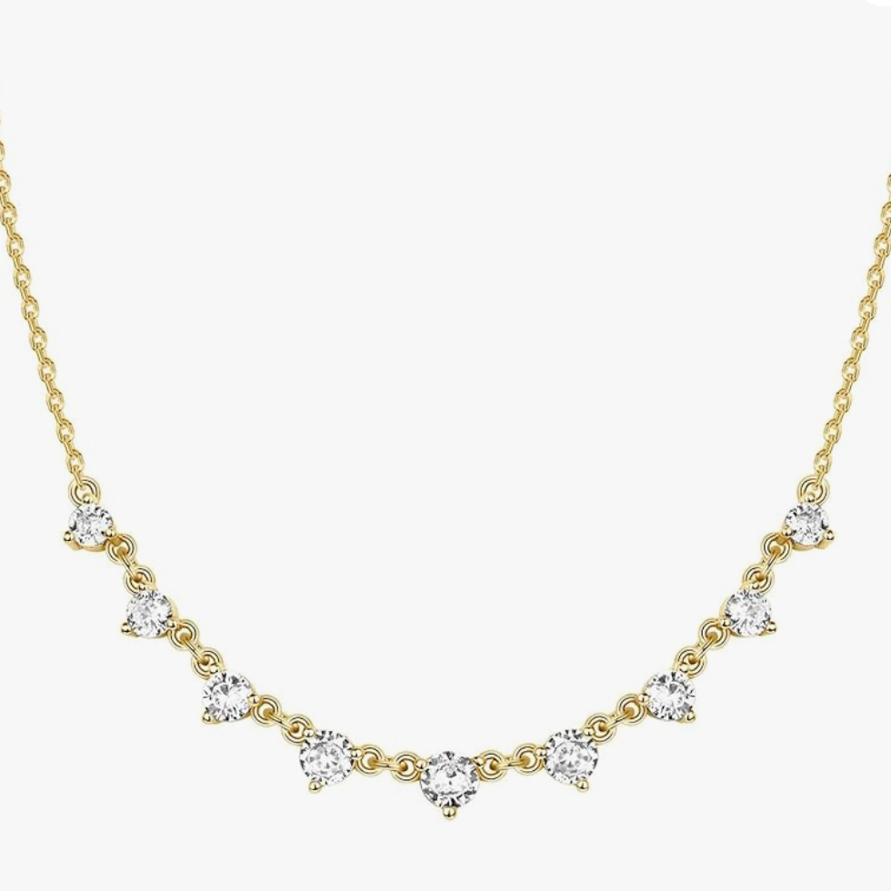 Yellow Gold Cubic Zirconia Diamond Necklace